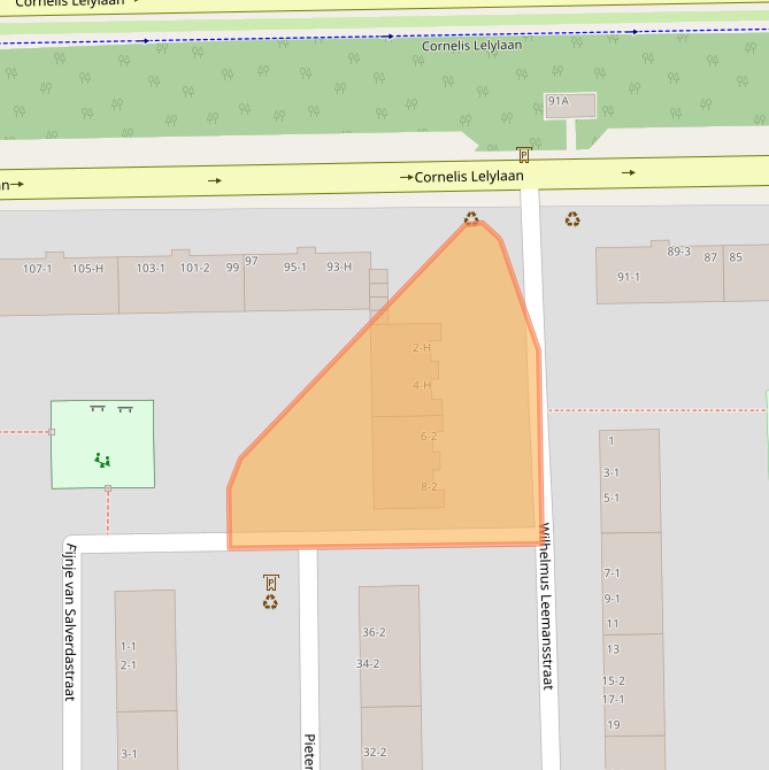 Kaart van postcodegebied 1065CZ.