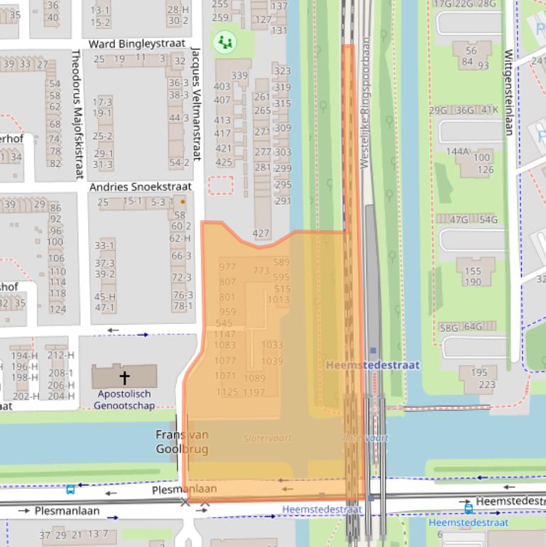 Kaart van postcodegebied 1065DZ.
