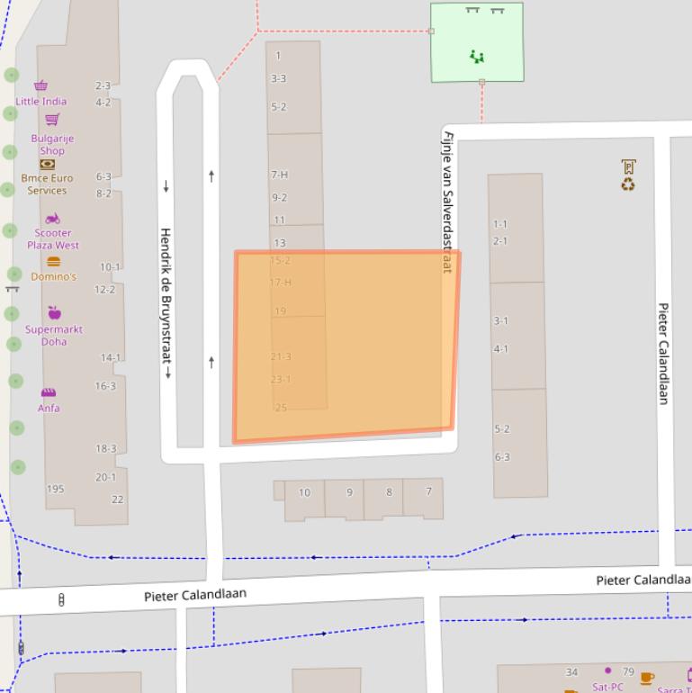 Kaart van postcodegebied 1065EC.