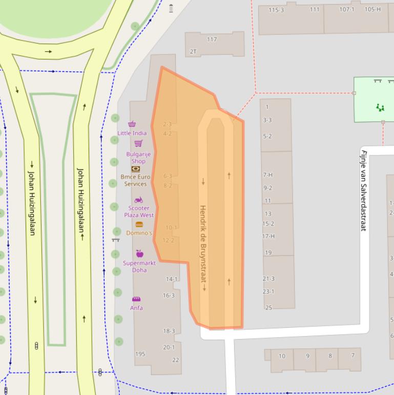 Kaart van postcodegebied 1065ED.