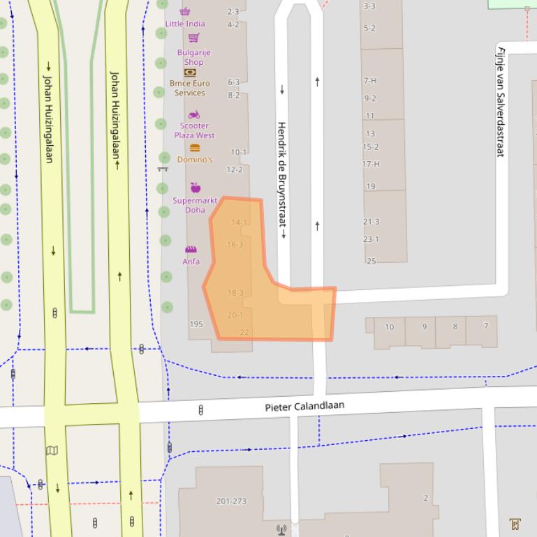 Kaart van postcodegebied 1065EE.