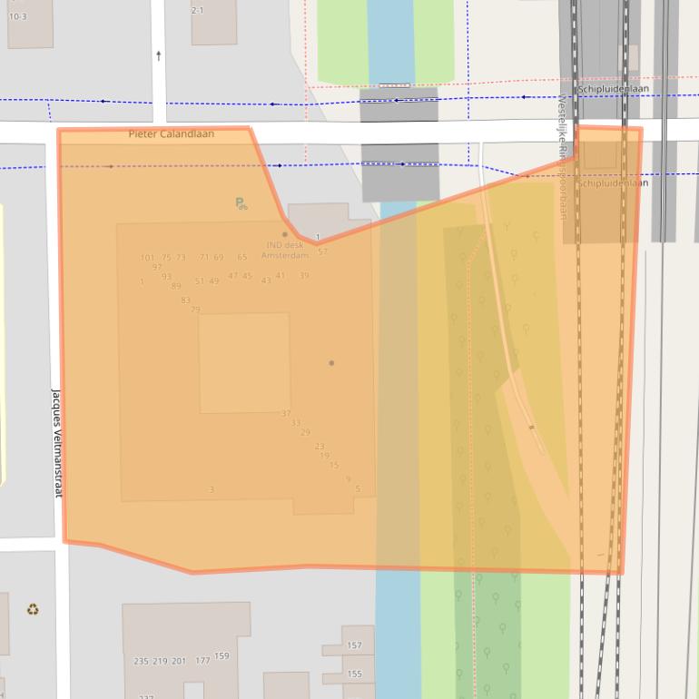 Kaart van postcodegebied 1065EG.