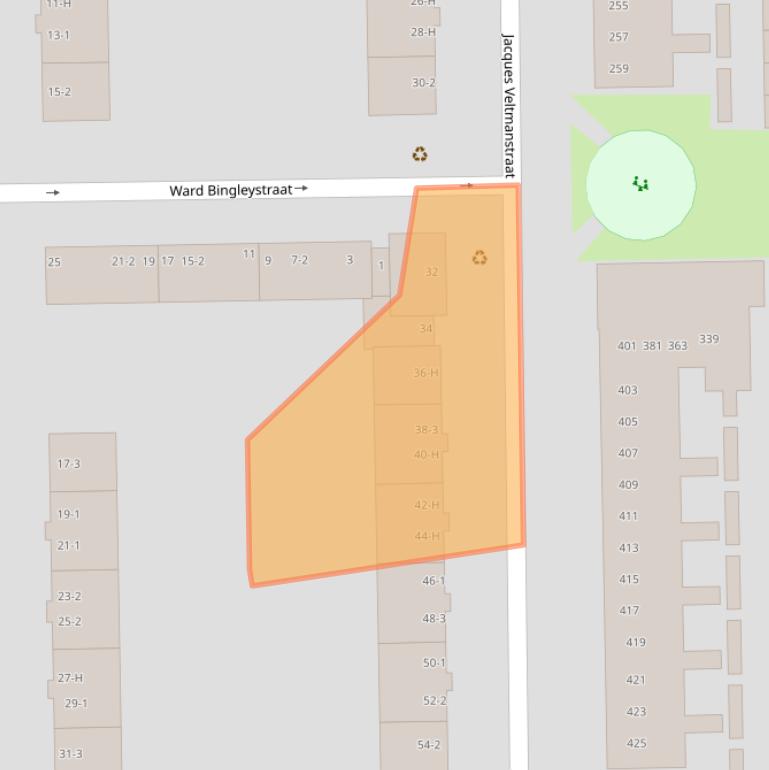 Kaart van postcodegebied 1065EK.