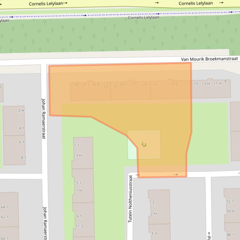 Kaart van postcodegebied 1065ER.