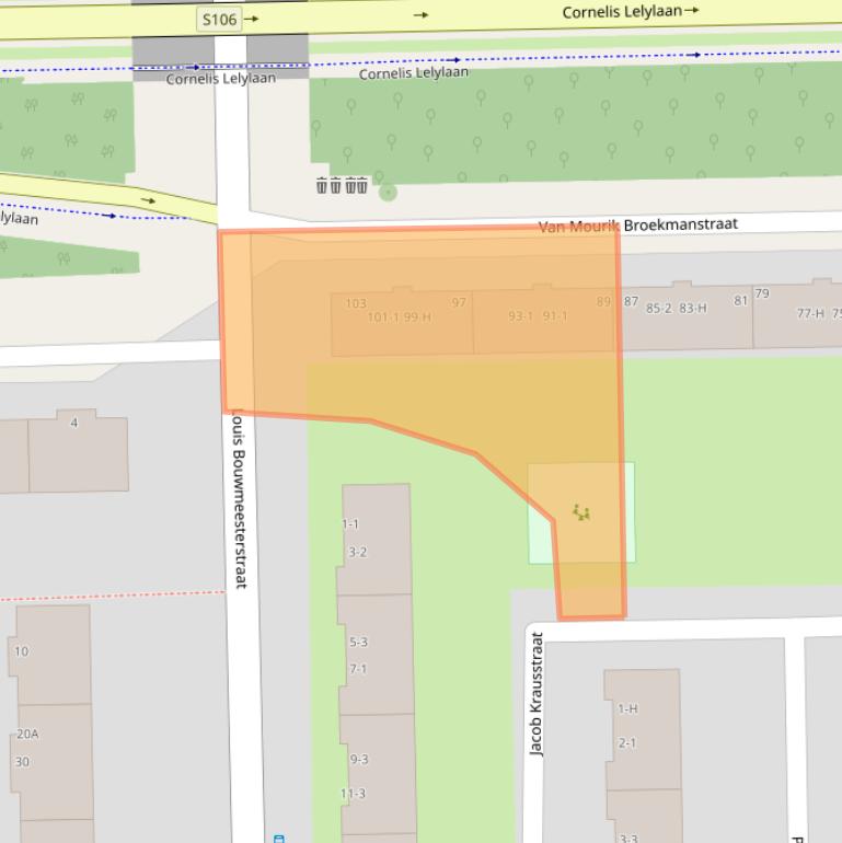 Kaart van postcodegebied 1065EV.