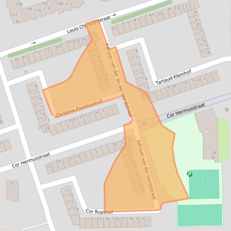 Kaart van postcodegebied 1065GX.