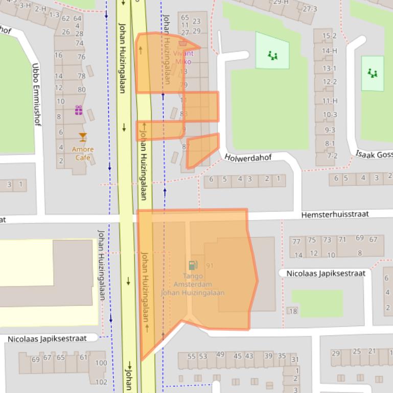 Kaart van postcodegebied 1065HW.