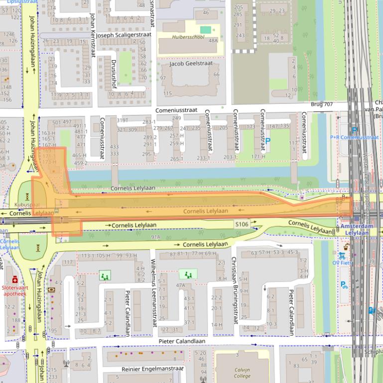 Kaart van postcodegebied 1065HZ.