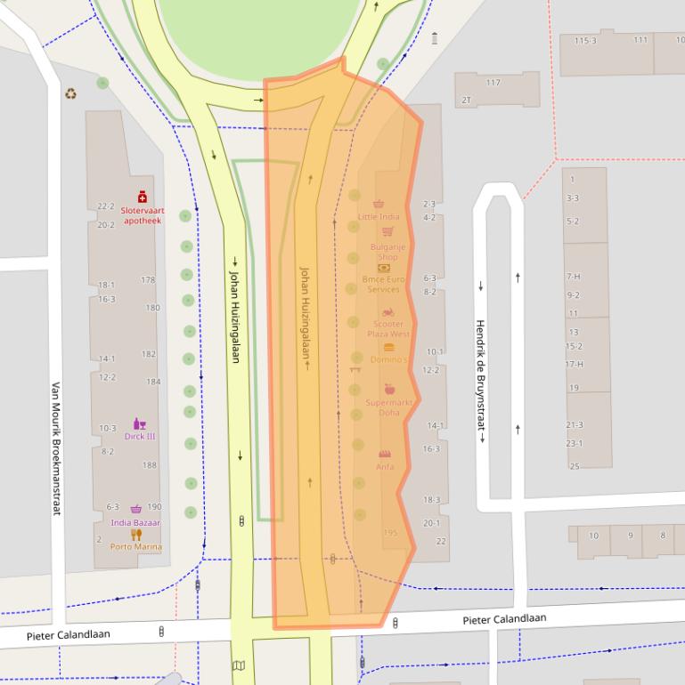 Kaart van postcodegebied 1065JA.