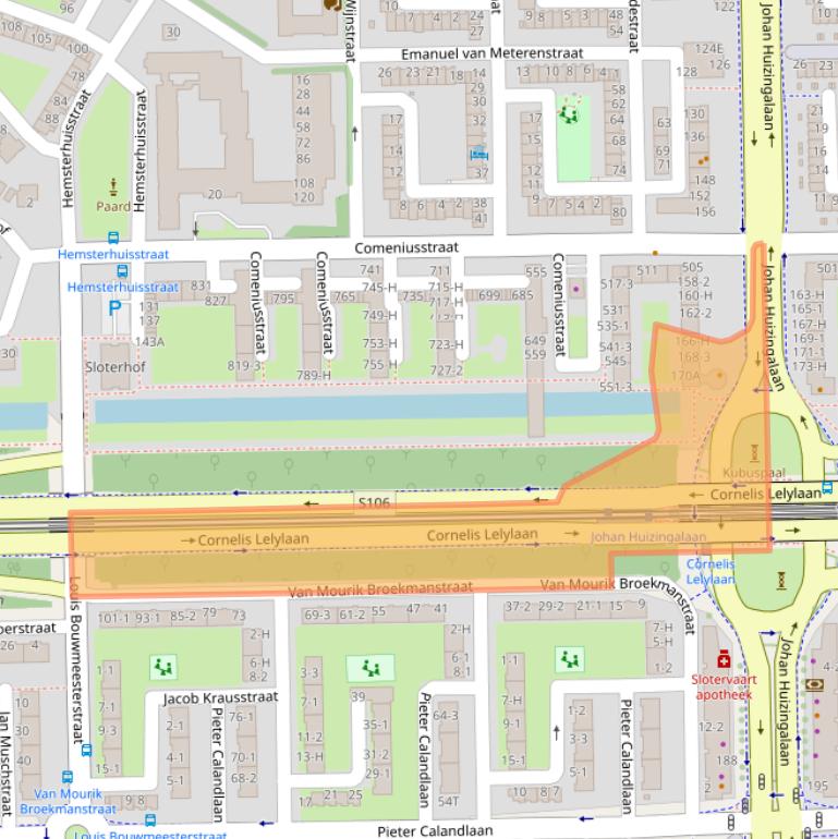 Kaart van postcodegebied 1065JH.
