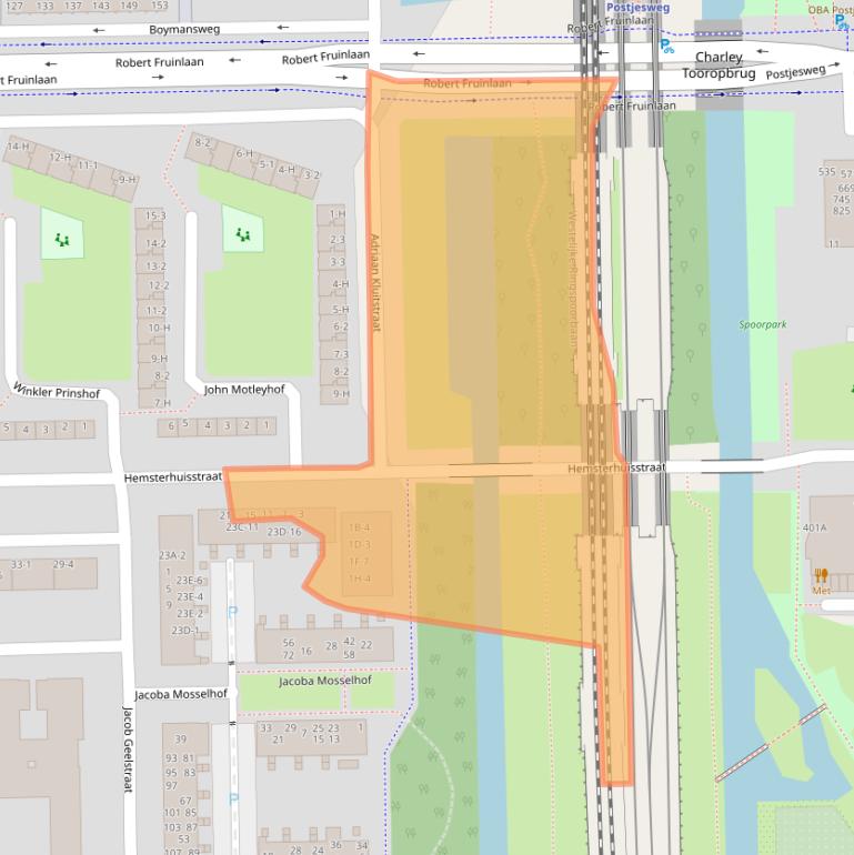 Kaart van postcodegebied 1065JR.
