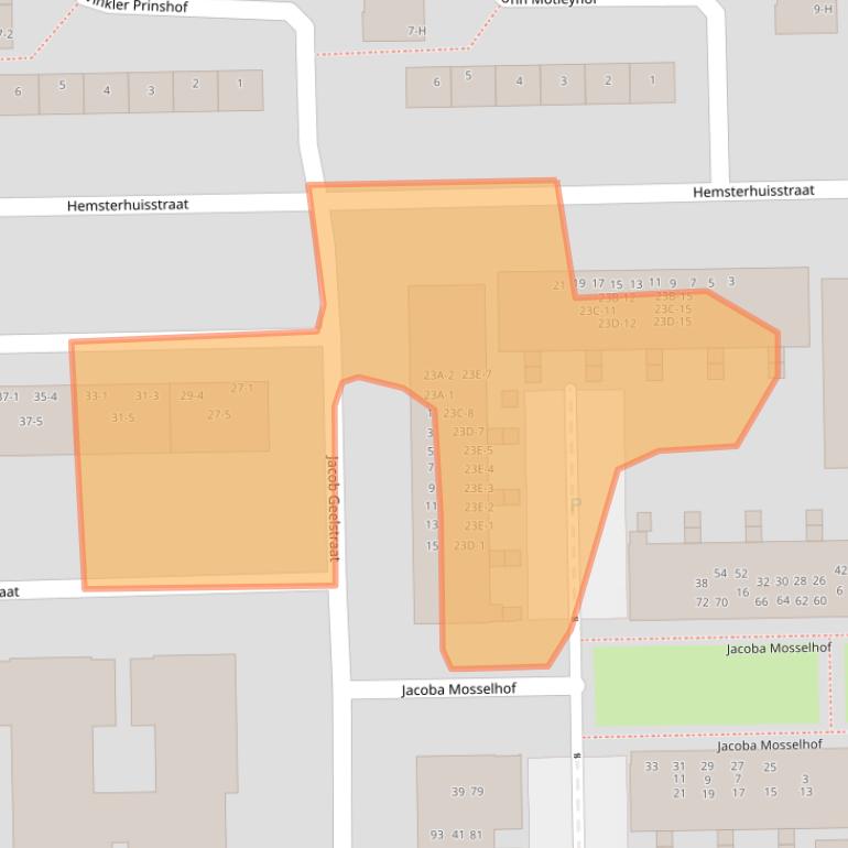 Kaart van postcodegebied 1065JS.