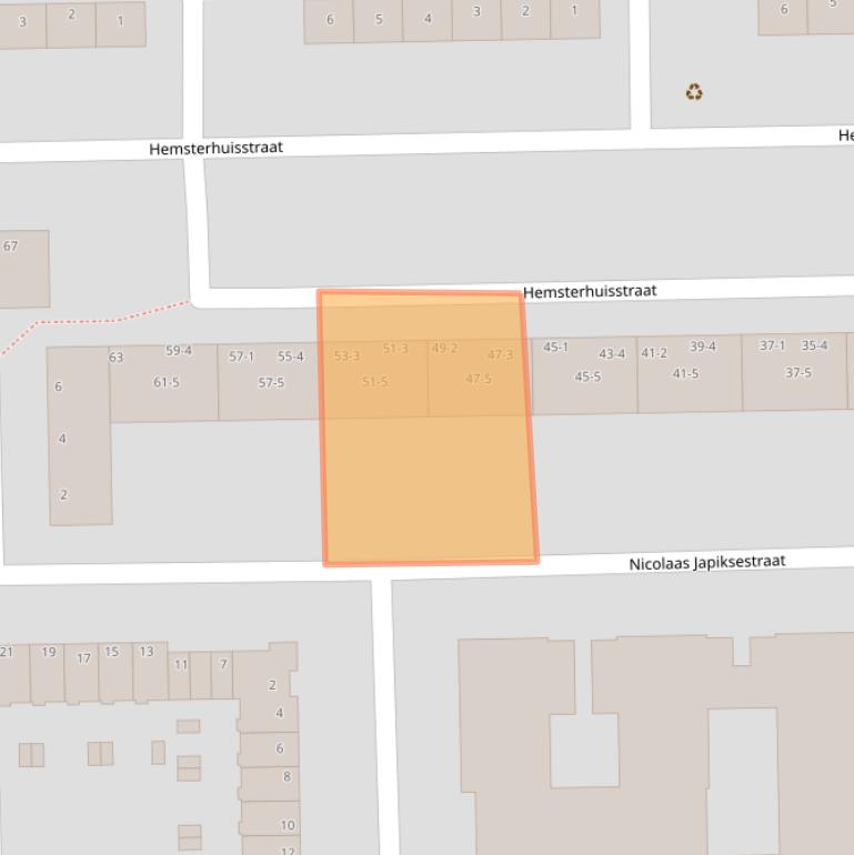 Kaart van postcodegebied 1065JV.