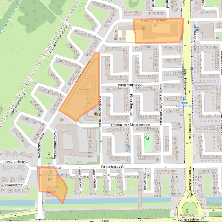 Kaart van postcodegebied 1065JX.