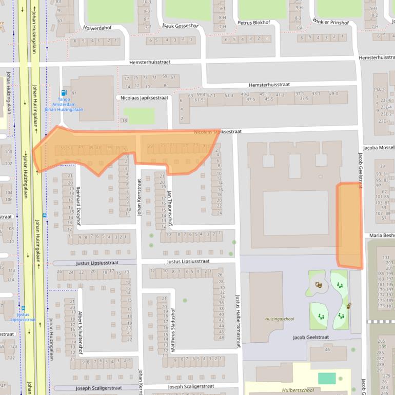 Kaart van postcodegebied 1065KD.