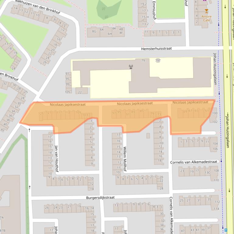 Kaart van postcodegebied 1065KE.