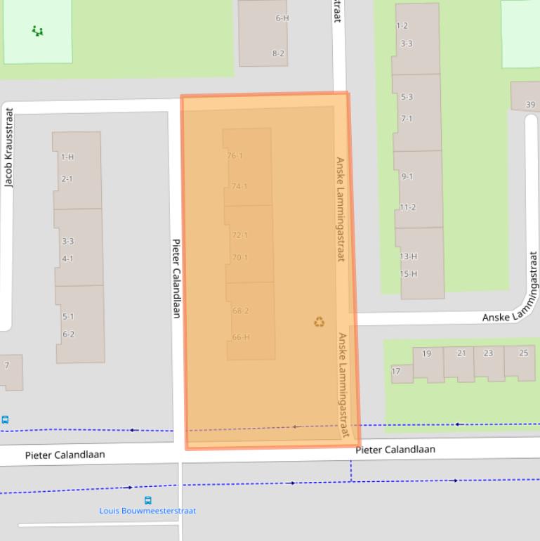 Kaart van postcodegebied 1065KS.