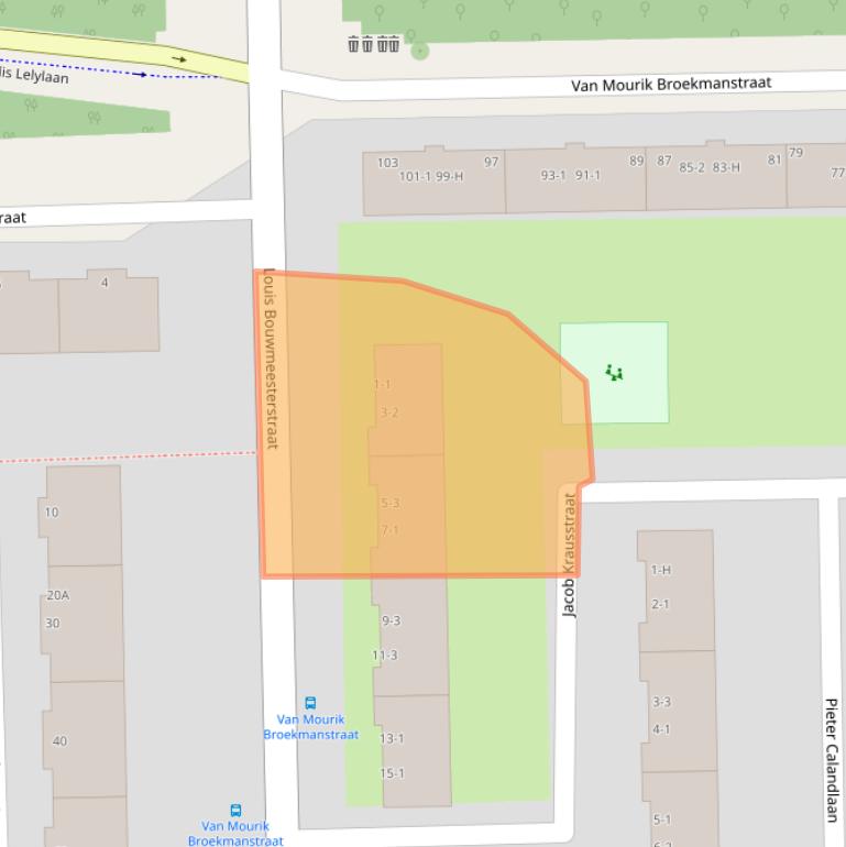 Kaart van postcodegebied 1065KT.