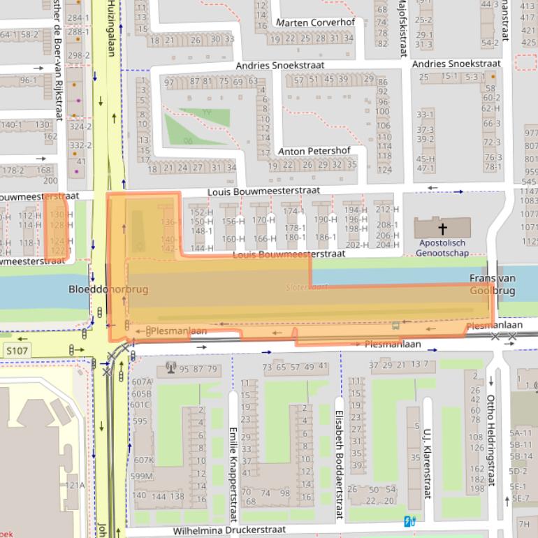 Kaart van postcodegebied 1065LB.
