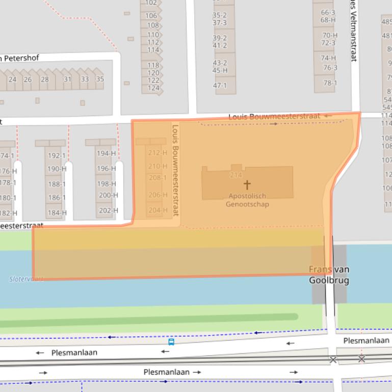 Kaart van postcodegebied 1065LG.