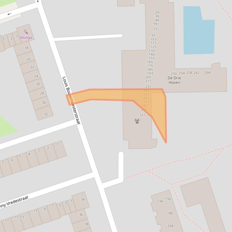 Kaart van postcodegebied 1065NL.