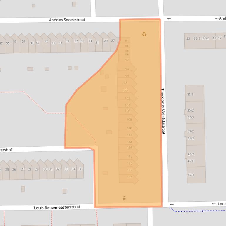 Kaart van postcodegebied 1065SZ.