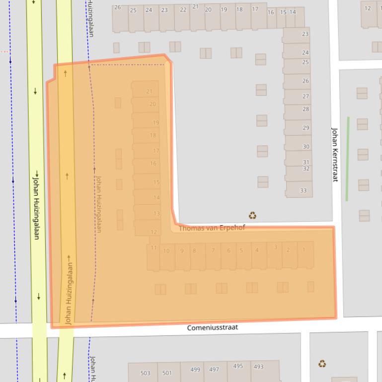 Kaart van postcodegebied 1065VJ.