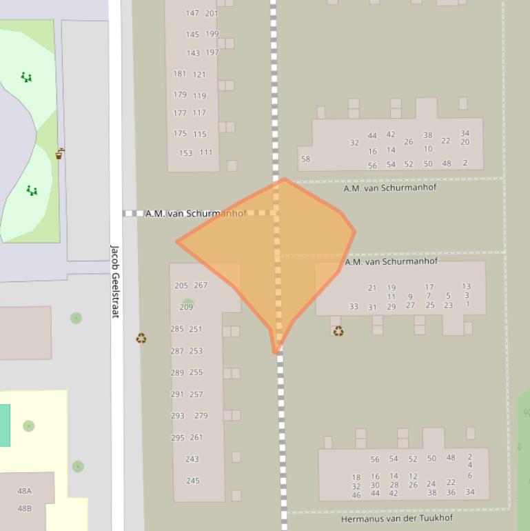 Kaart van postcodegebied 1065VV.