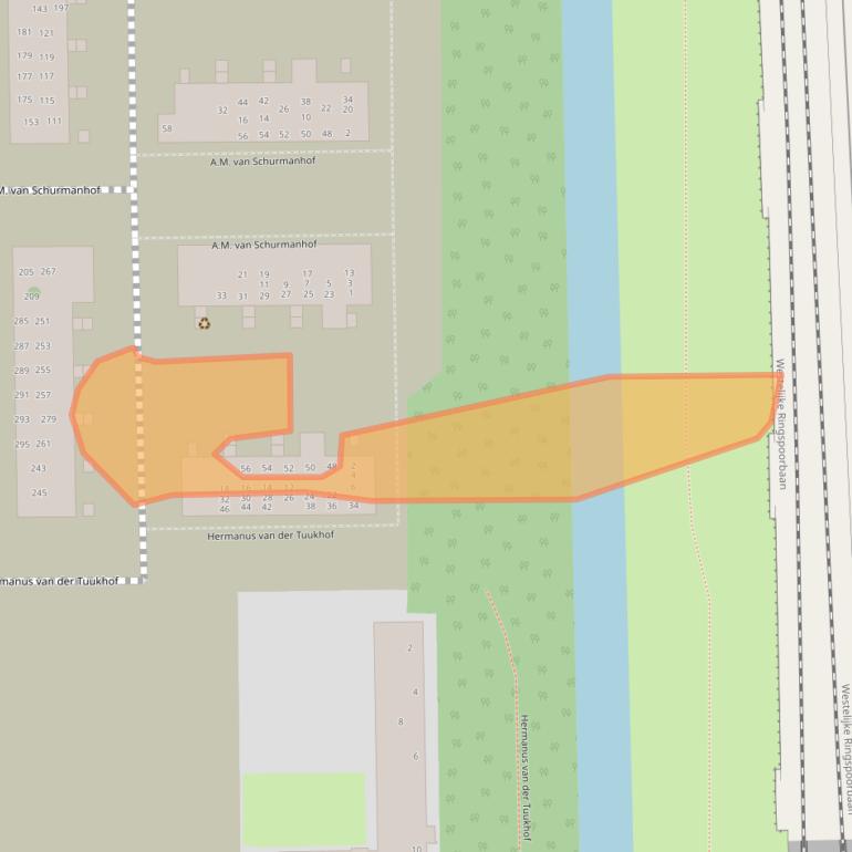 Kaart van postcodegebied 1065VW.