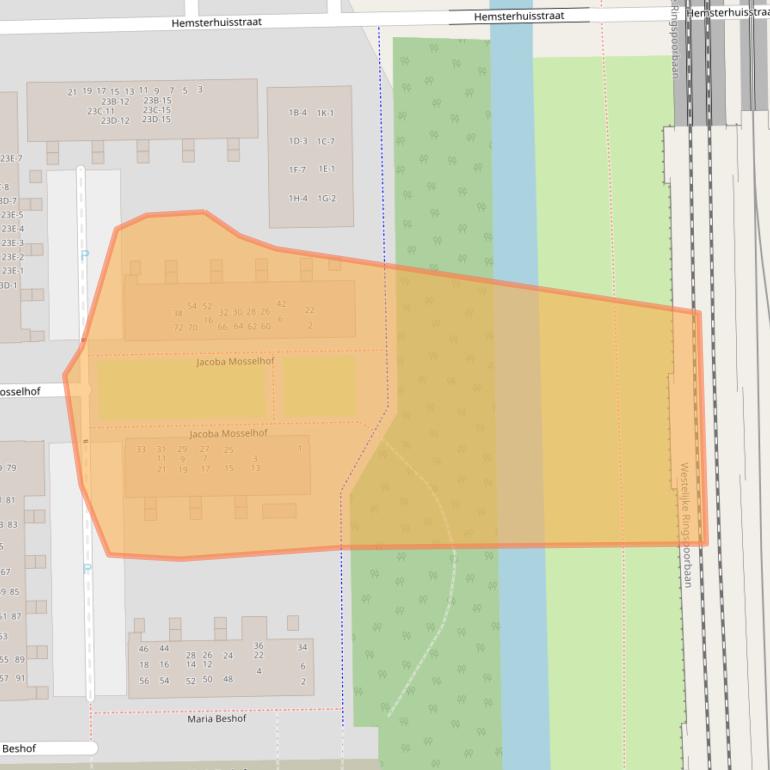 Kaart van postcodegebied 1065WB.