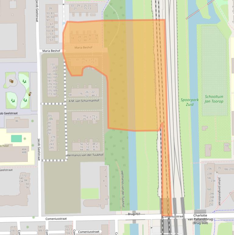 Kaart van postcodegebied 1065WC.