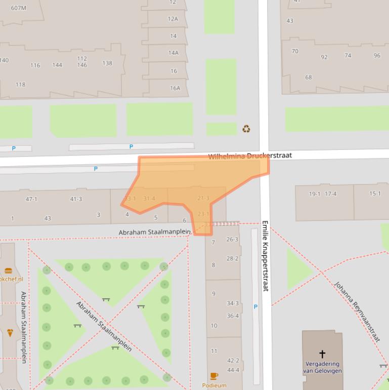 Kaart van postcodegebied 1066AC.