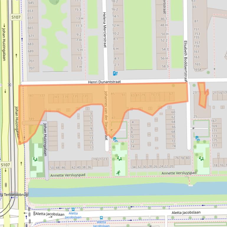 Kaart van postcodegebied 1066AW.