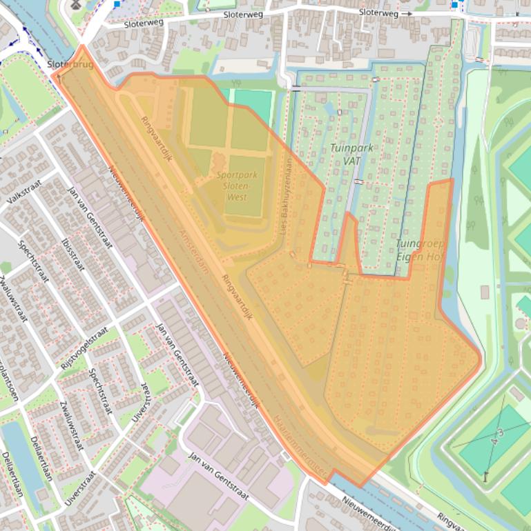 Kaart van postcodegebied 1066DE.
