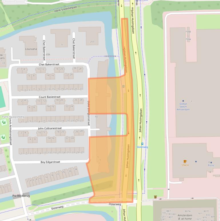 Kaart van postcodegebied 1066GE.