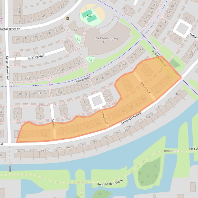 Kaart van postcodegebied 1066JB.