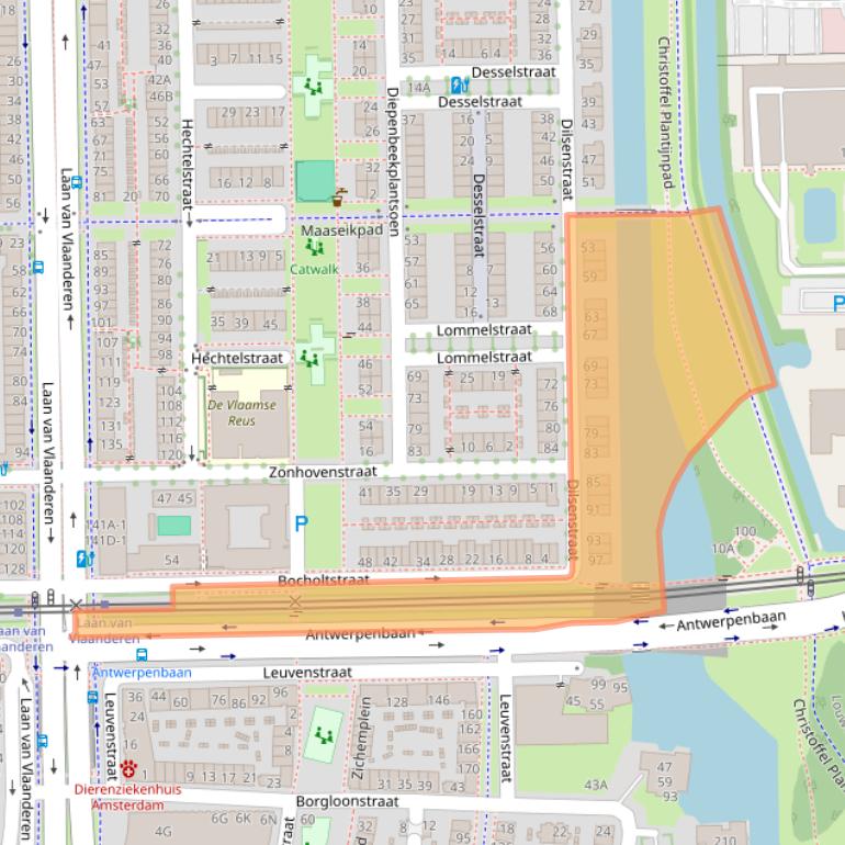 Kaart van postcodegebied 1066KB.