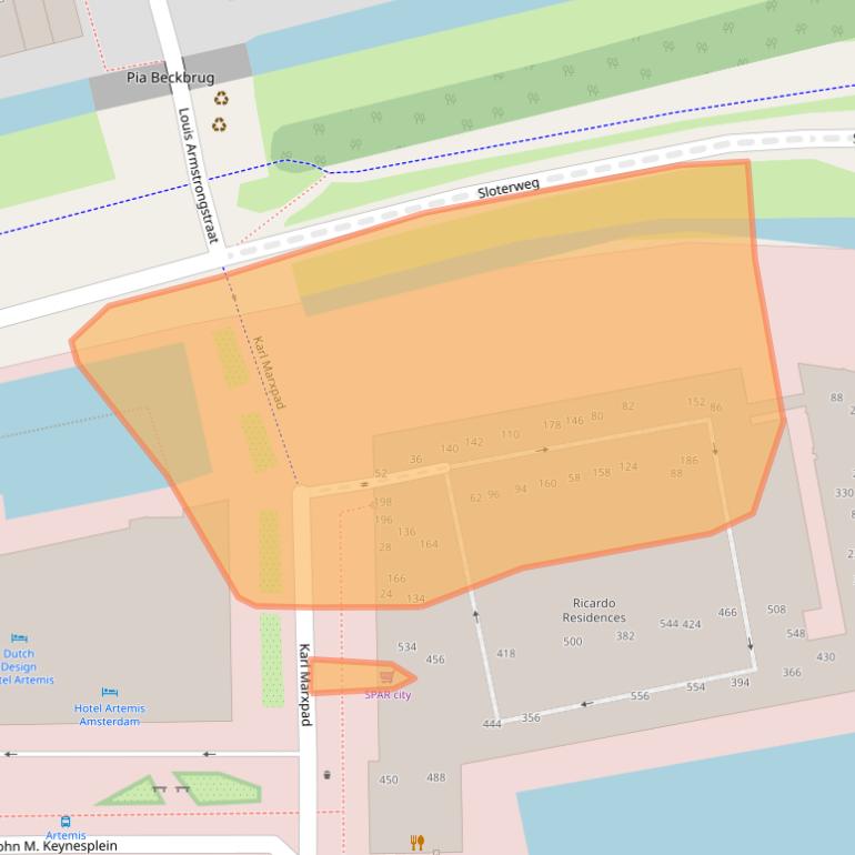 Kaart van postcodegebied 1066LJ.