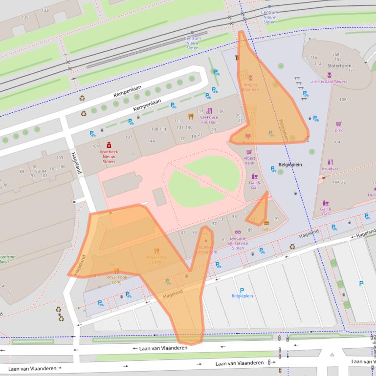 Kaart van postcodegebied 1066RC.
