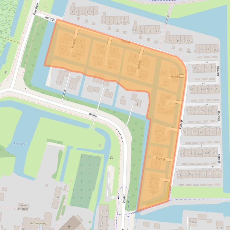 Kaart van postcodegebied 1066TC.