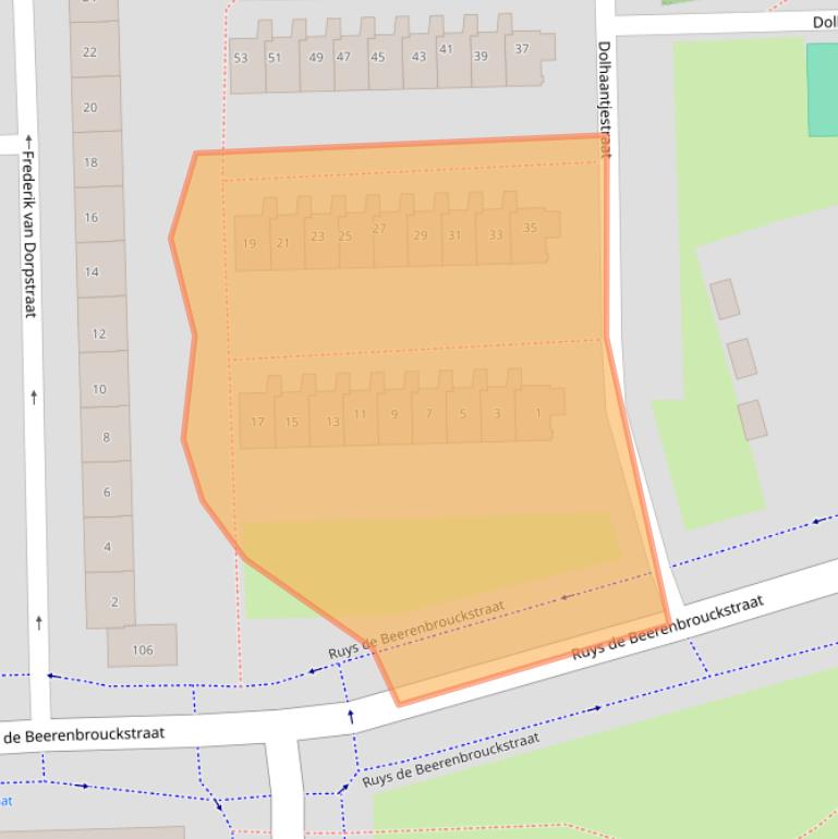 Kaart van postcodegebied 1067AA.