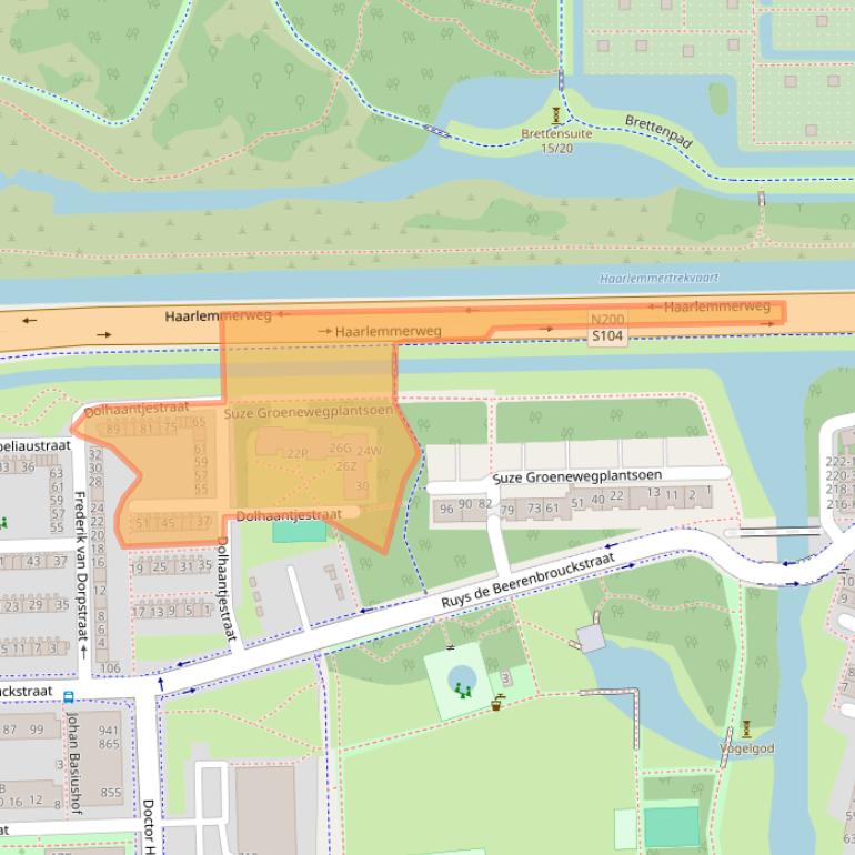 Kaart van postcodegebied 1067AB.