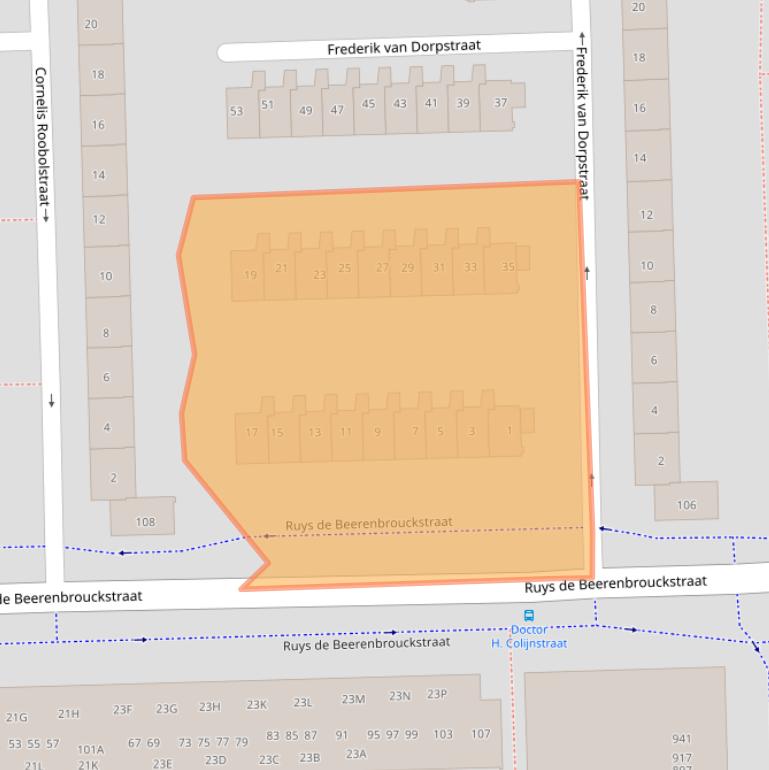 Kaart van postcodegebied 1067AC.