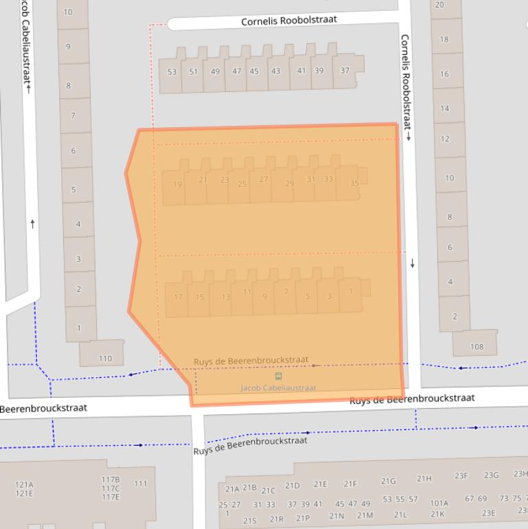 Kaart van postcodegebied 1067AG.