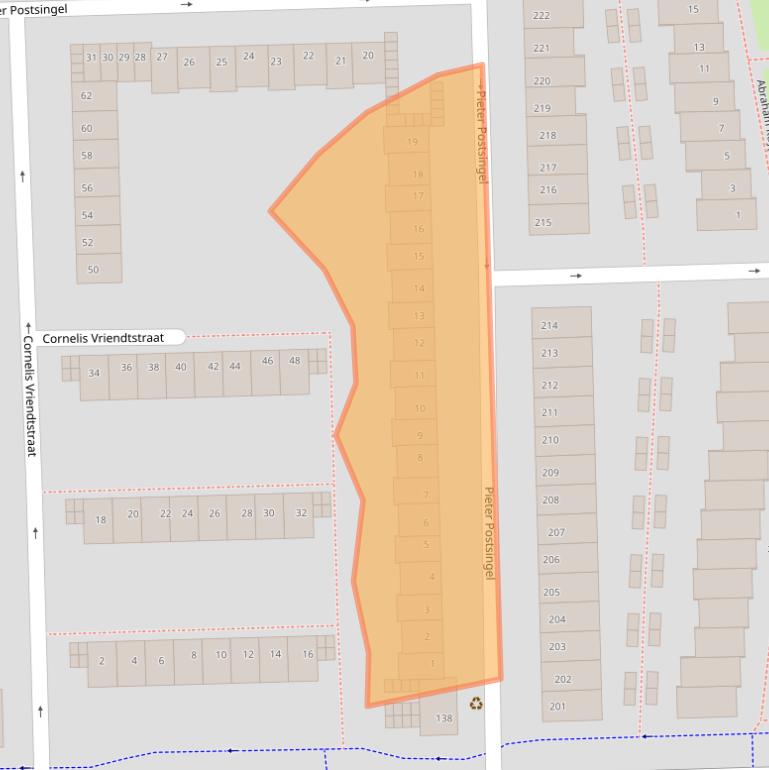 Kaart van postcodegebied 1067AM.