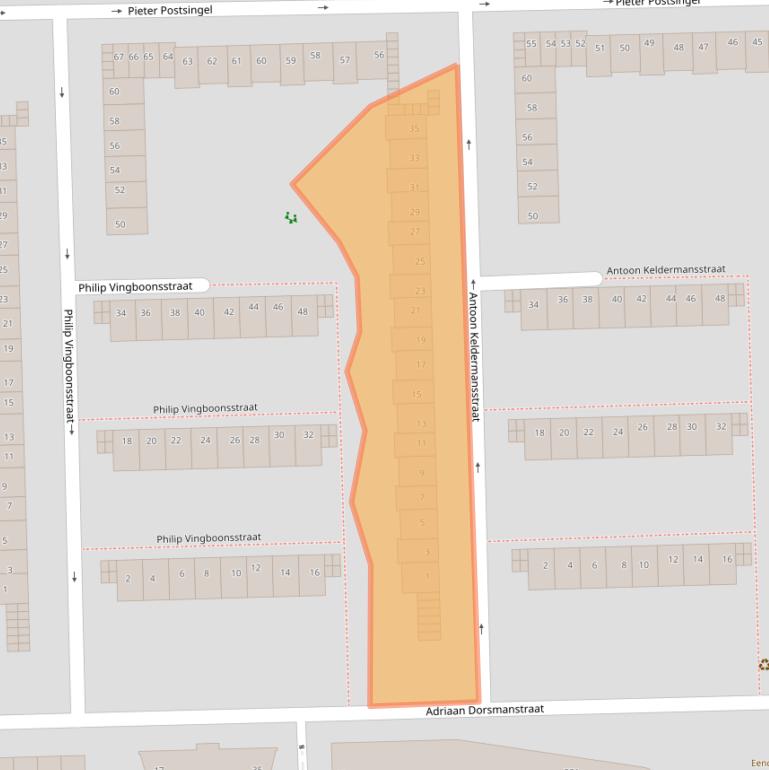 Kaart van postcodegebied 1067BC.