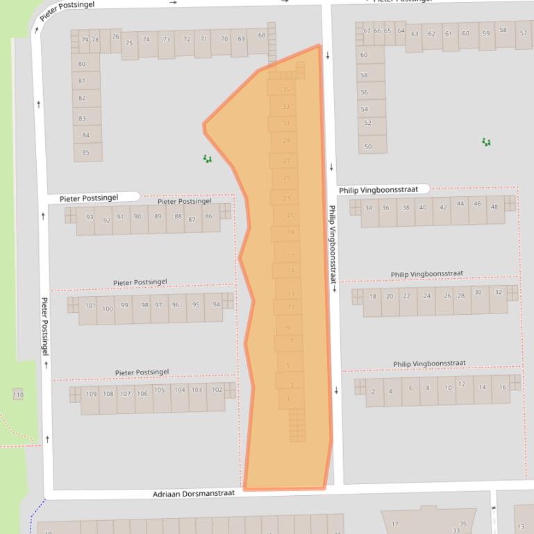 Kaart van postcodegebied 1067BG.