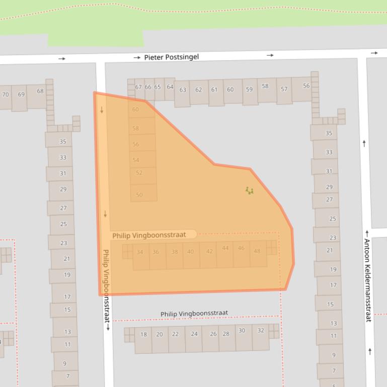 Kaart van postcodegebied 1067BJ.