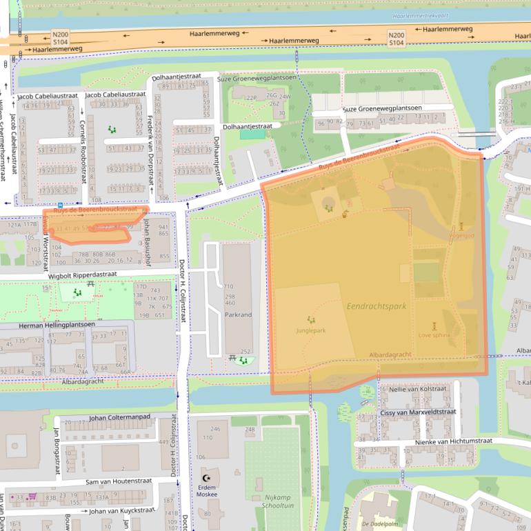 Kaart van postcodegebied 1067BL.