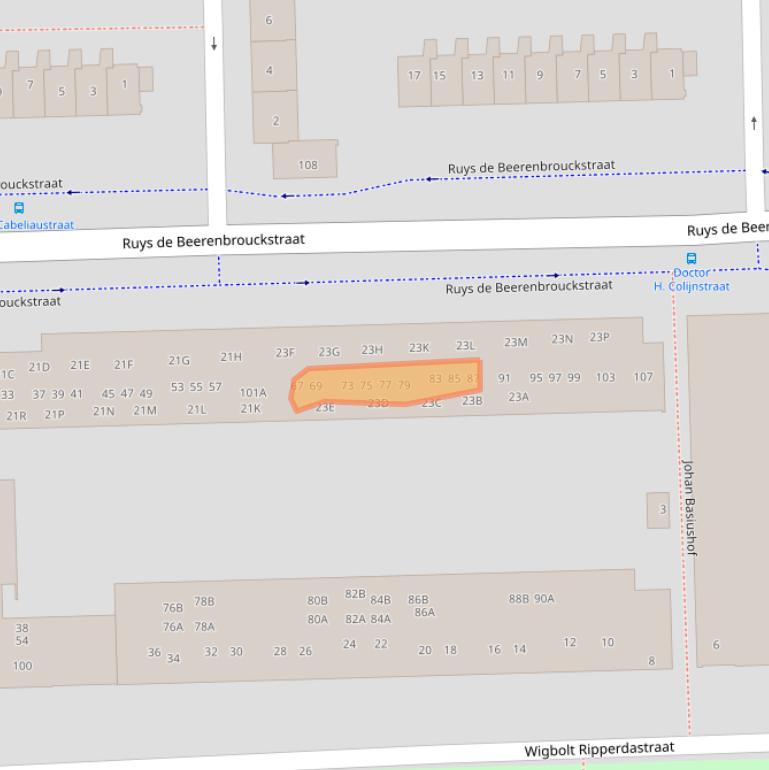 Kaart van postcodegebied 1067BM.